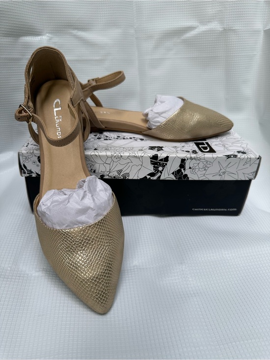 CL by Laundry Shoes - CL by Laundry Helena Snakeskin Metallic Gold Pointed Toe Flats Women’s 10